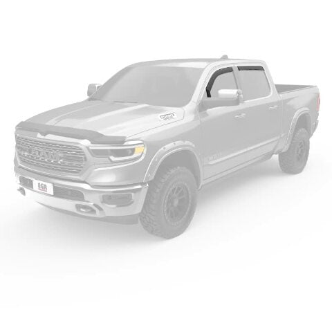 EGR 572955 In-channel Window Visors Front and Rear Set, Matte Black Finish, Compatible with Ram 1500 Crew Cab Models