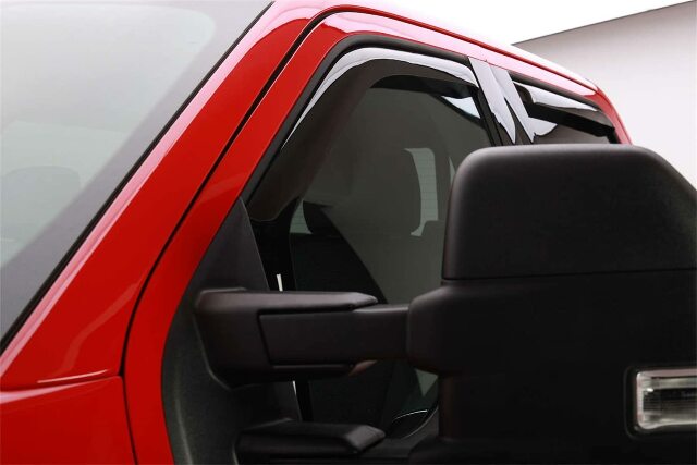 EGR 573491 in channel window visors front and rear set dark smoke finish Compatible with select Ford models