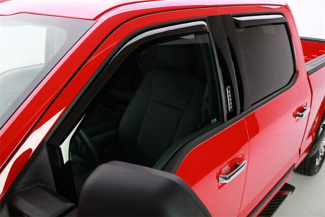 EGR 573491 in channel window visors front and rear set dark smoke finish Compatible with select Ford models