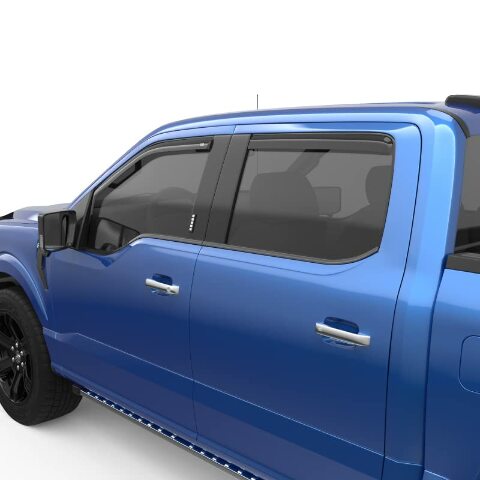 EGR 573491 in channel window visors front and rear set dark smoke finish Compatible with select Ford models