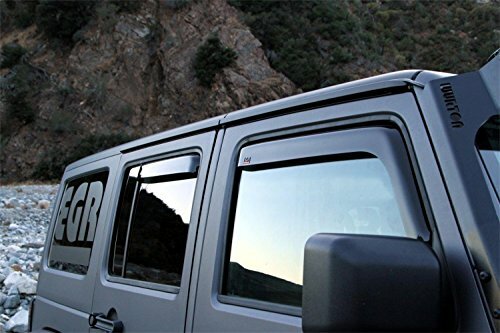 EGR 575151 Window Visors Full Set Truck Accessory with Smooth Smoke Finish, Compatible Compatible with Select to Jeep Wrangler JK Models 2017
