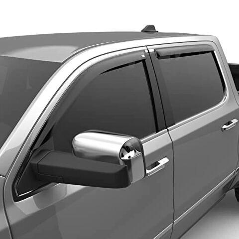 EGR 642951 tape-on window visors front and rear set dark smoke finish compatible with select Dodge Ram models