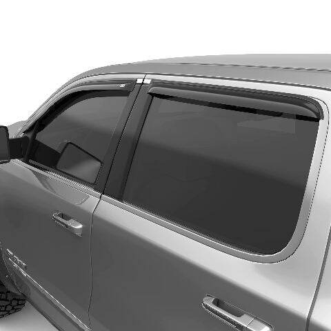 EGR 642951 tape-on window visors front and rear set dark smoke finish compatible with select Dodge Ram models