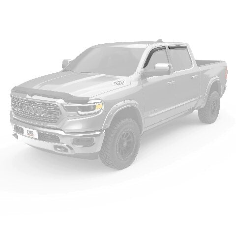 EGR 642951 tape-on window visors front and rear set dark smoke finish compatible with select Dodge Ram models