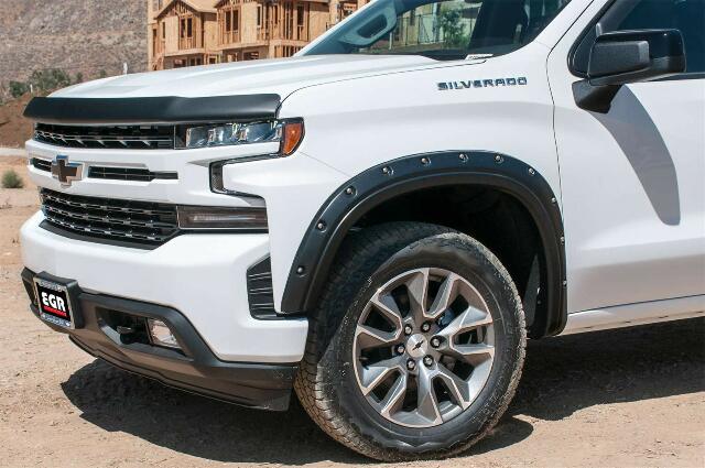 EGR 791694 bolt-on look fender flare full set, matte black finish, compatible with select Chevrolet Silverado models