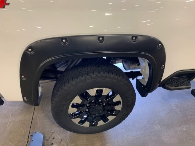 EGR 791884 bolt-on look fender flare full set, matte black finish, compatible with select Chevrolet Silverado HD models