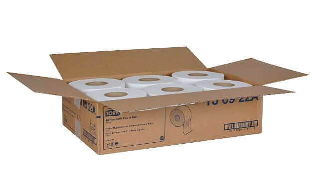 Tork Universal TJ0922A Jumbo Bath Tissue Roll, 2-Ply, 8.8" Dia, 3.55" Width x 1,000' Length, White (Case of 12 Rolls, 1,000 per Roll, 12,000 Feet)