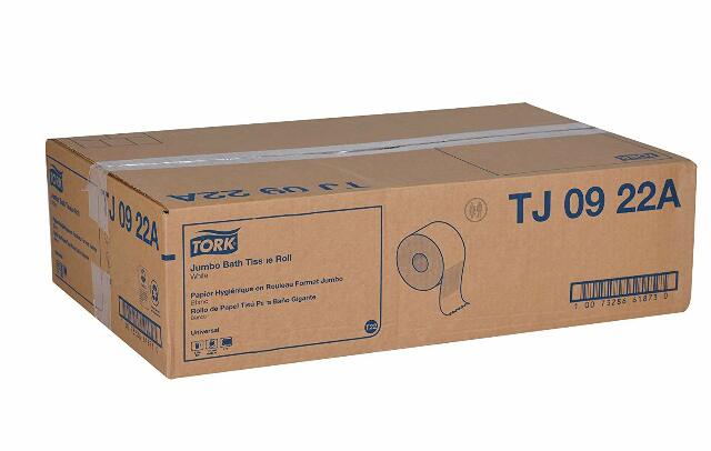 Tork Universal TJ0922A Jumbo Bath Tissue Roll, 2-Ply, 8.8" Dia, 3.55" Width x 1,000' Length, White (Case of 12 Rolls, 1,000 per Roll, 12,000 Feet)