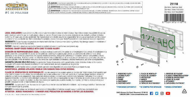 Cruiser Accessories 21110 License Plate Frames