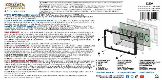 Cruiser Accessories 62520 License Plate Frame/Shield Combos
