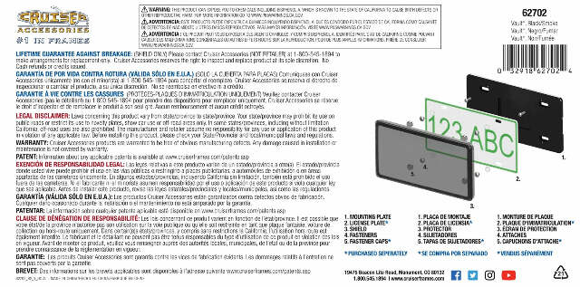 Cruiser Accessories 62702 License Plate Frame/Shield Combos