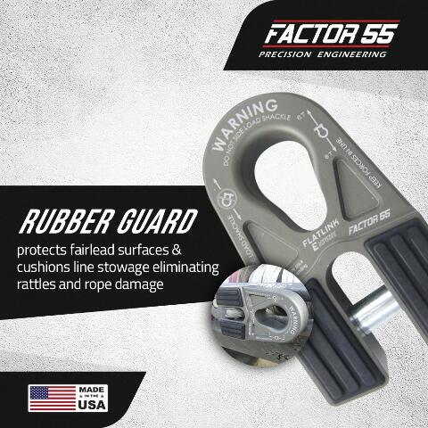 Factor 55 00080-06 Flatlink E (Expert) Replaces Conventional Winch Hook with a Stronger Shackle/D-Ring Mount Maximum Load 16,000 lb Ultimate Failure Greater Than 40,000 lb – Gray