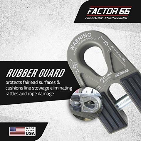 Factor 55 00080-06 Flatlink E (Expert) Replaces Conventional Winch Hook with a Stronger Shackle/D-Ring Mount Maximum Load 16,000 lb Ultimate Failure Greater Than 40,000 lb – Gray
