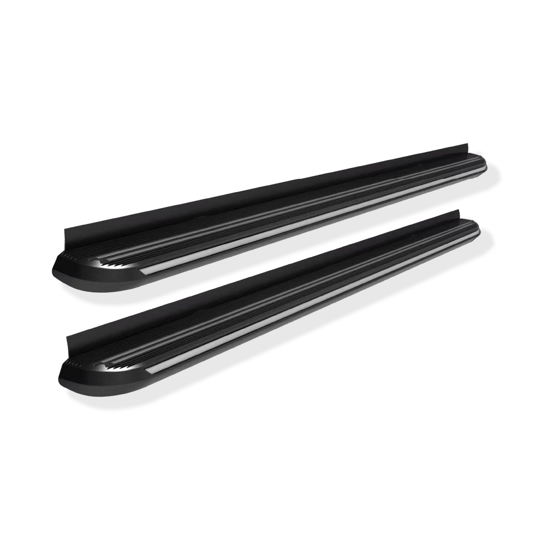 Fenza 82-inch black and chrome running boards installed on Nissan NP300