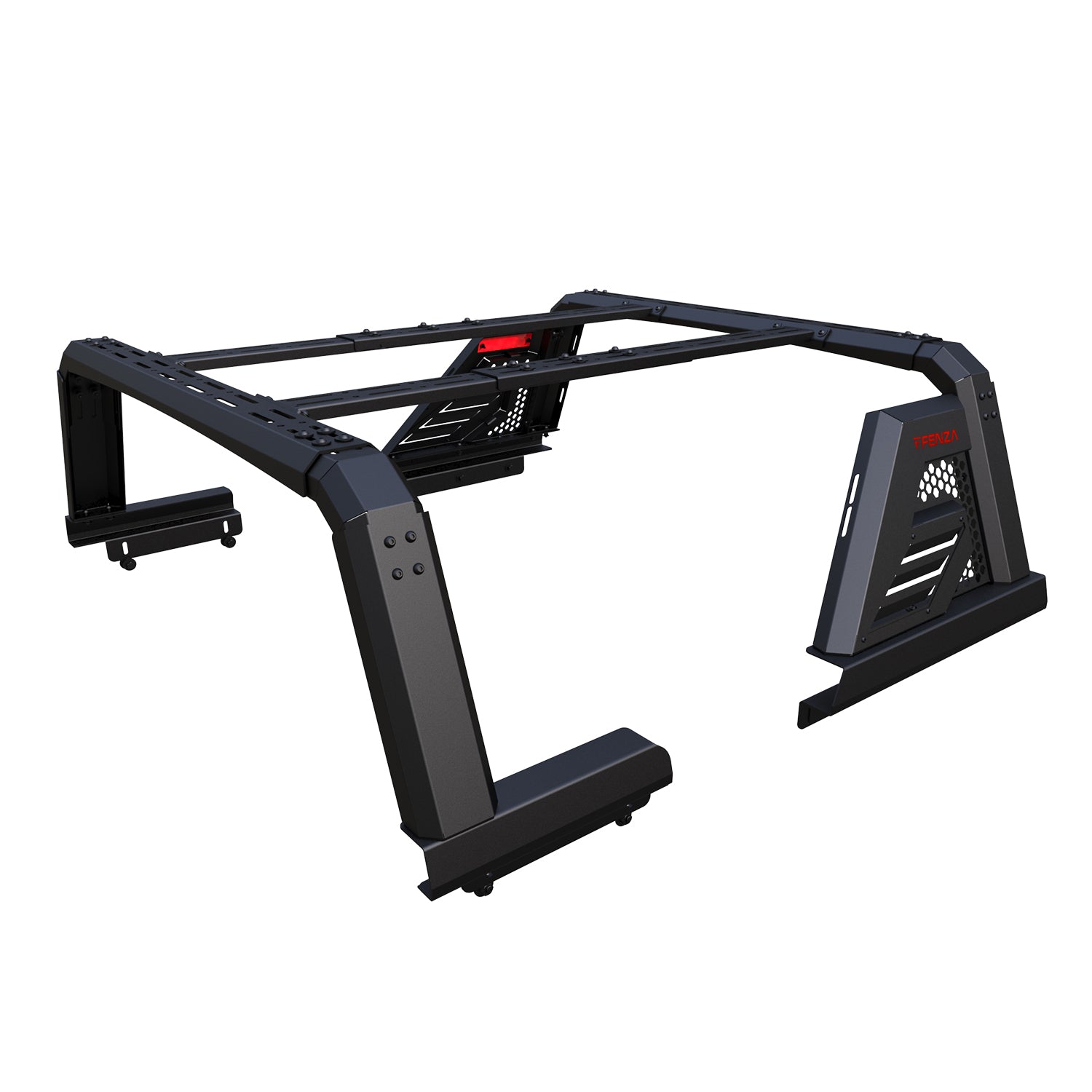 Fenza bed roll bars with ladder rack installed on Toyota Hilux