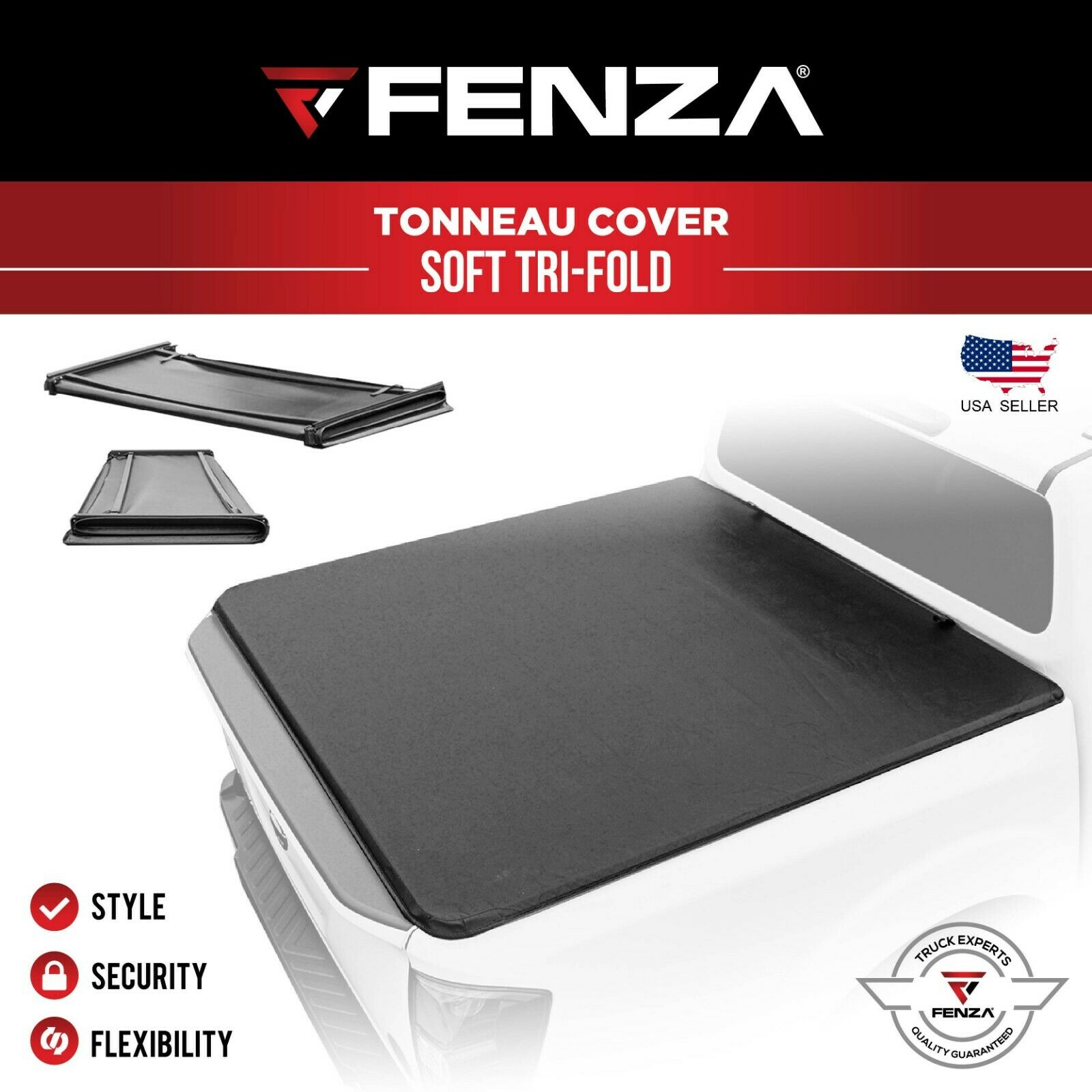 Soft Tri-Fold Tonneau Cover Fit 12-21 Ford Ranger (Double Cab, Export Model)