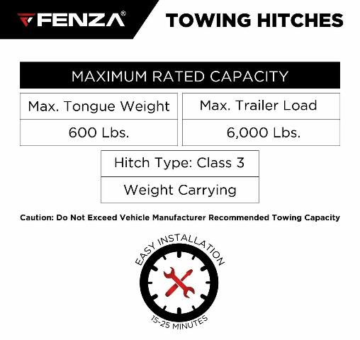 FENZA Trailer Tow Hitch Receiver with 2-Inch Ball Mount Compatible with Ford Ranger T9 Export 2023-2026