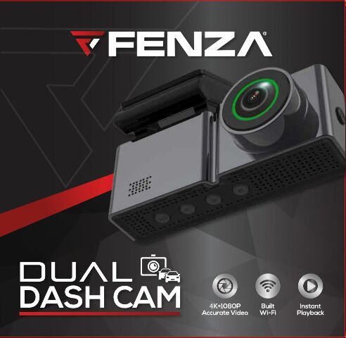 Fenza Dual Dash Camera 4K Front + 1080P Rear | Built-In Wi-Fi & Night Vision