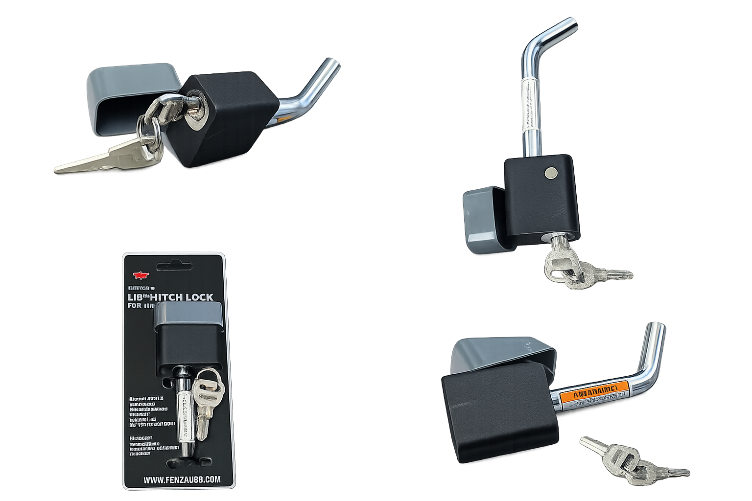 Fenza Trailer Hitch Lock Compatible with 1-1/4 Inch Receiver, 1/2 Inch Pin Diameter, Heavy Duty Steel Trailer Lock with Keys for Towing Accessories