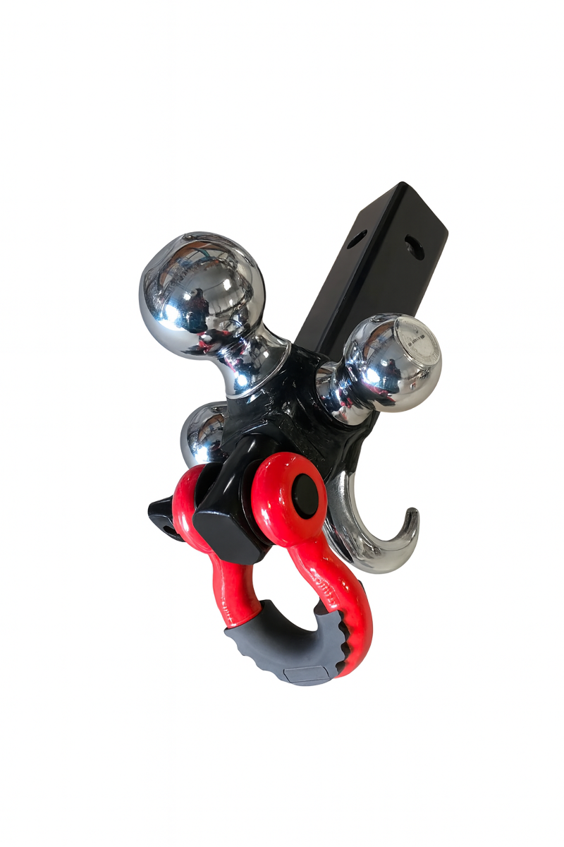 FENZA Heavy-Duty 3-Ball Towing Hitch with Tow Hook & D-Ring Shackle – Fits 2" Receivers