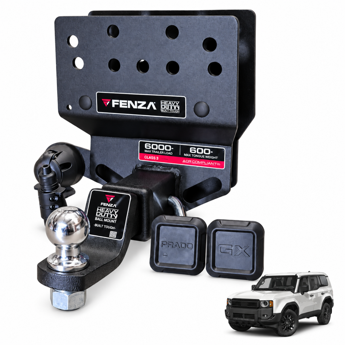 FENZA Trailer Hitch Receiver Kit Compatible with Toyota Land Cruiser Prado LC250 & Lexus GX 550, 2024–2026, Includes Ball Mount, Hitch Ball, Electrical Connector & Hardware