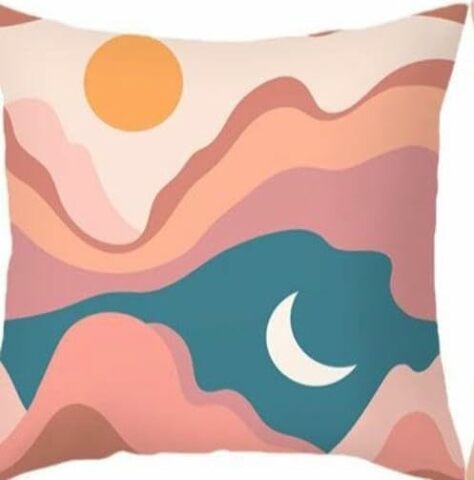 Fenza Handmade 2024 Pantone 13-1023 Inspired Peach Fuzz Linen Throw Pillows 4 Piece Set,18X18 Pillow Inserts Double Sided Printed Pattern Bedroom Decor Ideal For Interior Designer Home Decor