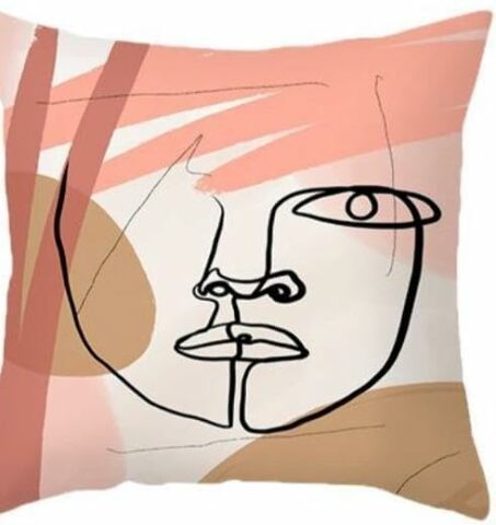 Fenza Handmade 2024 Pantone 13-1023 Inspired Peach Fuzz Linen Throw Pillows 4 Piece Set,18X18 Pillow Inserts Double Sided Printed Pattern Bedroom Decor Ideal For Interior Designer Home Decor