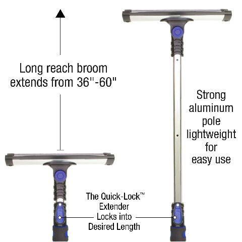 SubZero 80037 60" Quick Lock Pivoting Head Snowbroom with Integrated Squeegee and Ice Scraper , Black