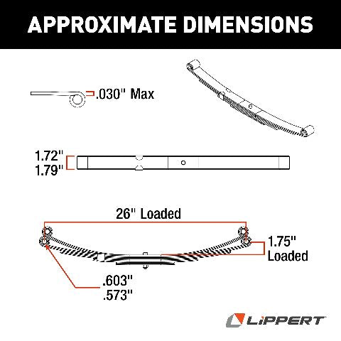 Lippert Replacement 26" Double-Eye Leaf Spring Compatible with RV Trailer Suspension Systems with 1,750-lb. Weight Capacity - 124903