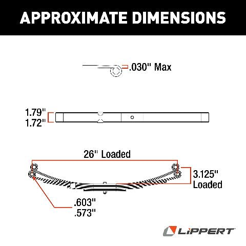Lippert Replacement Leaf Spring Compatible with RV Trailer Suspension System - 26", 2,200-lb. Weight Capacity, Exact-Match Component Part - 72-78