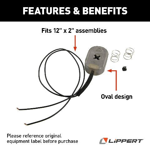 Lippert Replacement Electric Trailer Brake Magnet Kit Compatible with RVs, Compatible with 12" x 2" Assemblies, Oval Magnetic Module with Wire Leads, Actuates Power Brakes - 136447