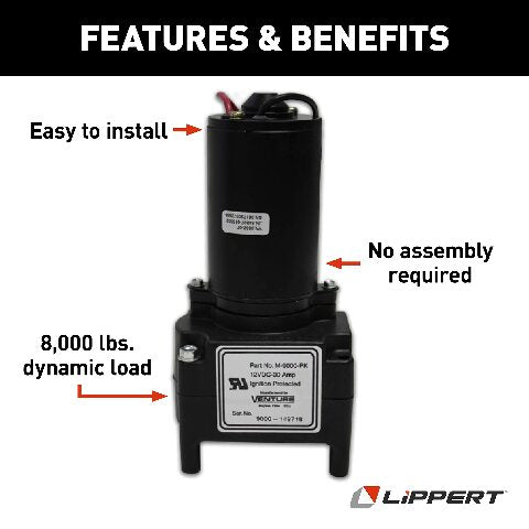 Lippert Venture Fifth Wheel Landing Gear Motor, Standard Replacement Motor, No Assembly Required, Motor Only - 142178