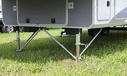 JT's Strong Arm Travel Trailer Jack Stabilizer Kit, Bolt-On Installation, Universal Compatibility, Telescoping Tubes, Eliminates Chassis Movement - 191025