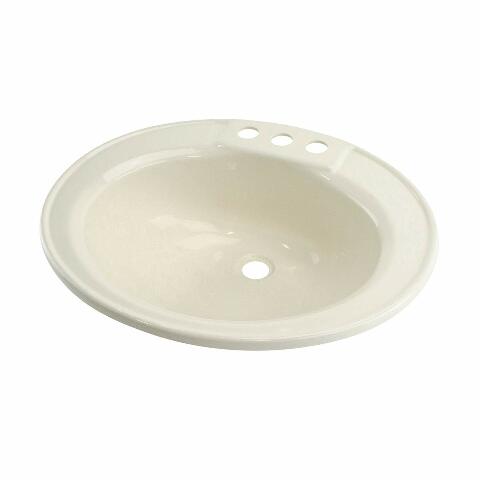 Lippert 209358 Better Bath RV Oval Lavatory Sink 17" x 20" Center Drain Parchment