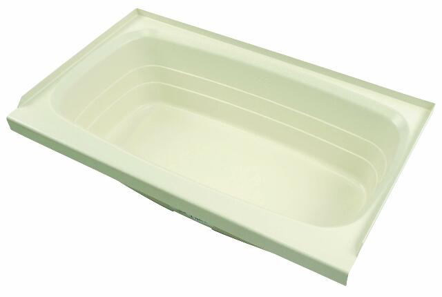 Lippert Replacement 24" x 40" Parchment Bathtub with Center Drain, Scratch-Resistant ABS Acrylic Compatible with RVs, Travel Trailers, 5th Wheels, Motorhomes - P2440CDSPK