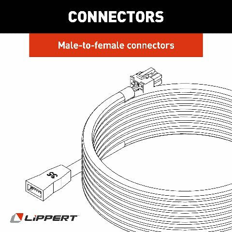 Lippert Replacement 35' Male-to-Female 6-Pin Controller-to-Motor Harness Compatible with In-Wall RV Slide-Out Systems, Exact-Match Connectors, Compatible with 5th Wheel RVs, Travel Trailers, Motorhomes - 238992