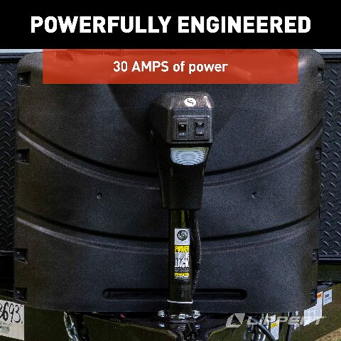 Lippert Power Tongue Jack Electric Trailer A-Frame, 3,500 lbs. 18-Inch Stroke, 5.4-Inch Foot Pad, Durable Textured Casing, Emergency Manual Crank Override, 10.75" Retracted, 28.75" Extended - 285318