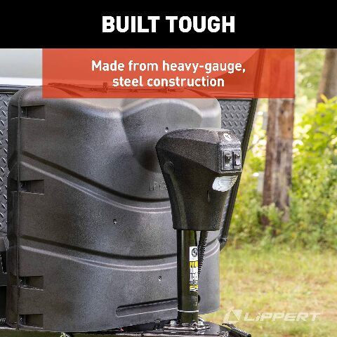 Lippert Power Tongue Jack Electric Trailer A-Frame, 3,500 lbs. 18-Inch Stroke, 5.4-Inch Foot Pad, Durable Textured Casing, Emergency Manual Crank Override, 10.75" Retracted, 28.75" Extended - 285318