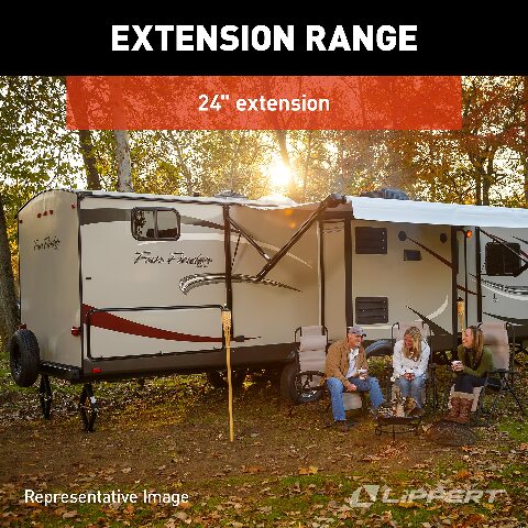 Lippert Manual RV Scissor Jack Kit, 5,000 lbs. 24" Extended, 4-1/4" Retracted, Universal Bolt-on or Weld-on Compatible with Travel Trailer, 5th Wheel, Stable Bow-Tie Base, Crank Handle Sold Separately - 285325
