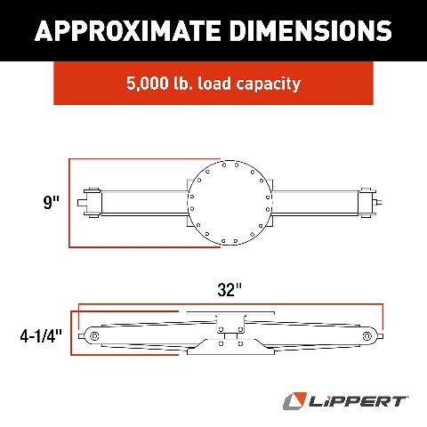 Lippert Manual 30" RV Scissor Jack Kit Compatible with 5th Wheels, Travel Trailers, Single Pack, 5,000 lb. Load Capacity, Anti Rust Coating, Universal Bolt-On Installation, Bow-Tie Base, Crank Handle - 285332