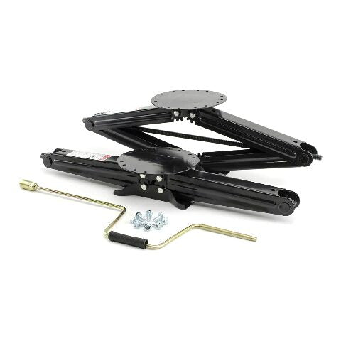Lippert Components Manual 30" RV Scissor Jack Kit for 5th Wheels, Travel Trailers, Set of Two, 5,000 lb. Load Capacity, Anti Rust Coating, Universal Bolt-On Installation, Bow-Tie Base, Crank Handle - 285344
