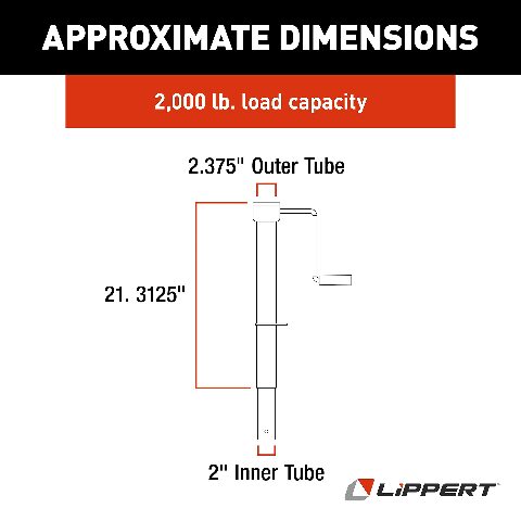 Lippert 285420 Side Wind Tongue Jack with Mounting Hardware , Black , Standard