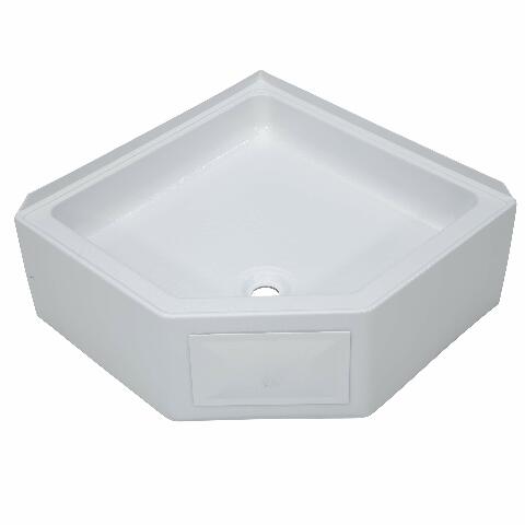 Lippert Replacement 27" x 27" White Corner Shower Pan with Center Drain Compatible with RVs, Travel Trailers, 5th Wheels, and Motorhomes - 325246