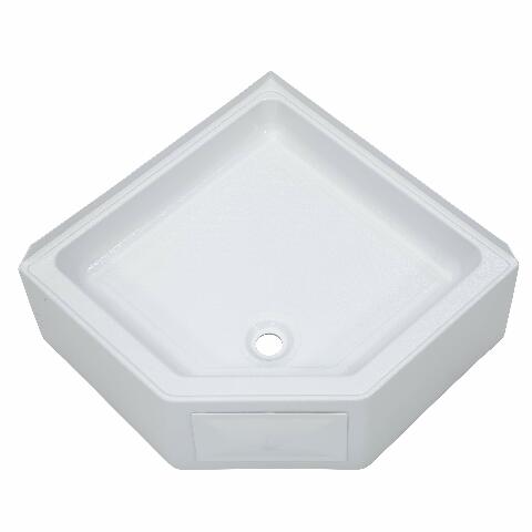 Lippert Replacement 27" x 27" White Corner Shower Pan with Center Drain Compatible with RVs, Travel Trailers, 5th Wheels, and Motorhomes - 325246