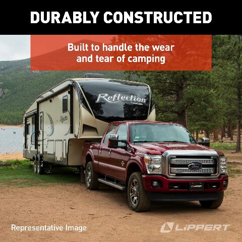 Lippert Replacement Universal-Mount Power 5th Wheel Landing Gear Kit - 6,000-Pound Capacity, 21" Stroke, Includes Legs, Foot Pads, Pins, Gears, Motors, Switch, Mounting Brackets, Crank Handle - 333964