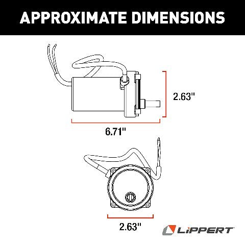 Lippert Replacement Motor Compatible with High-Speed Electric RV Stabilizer Jack System on 5th Wheels and Travel Trailers, Cover Boot Included - 352338