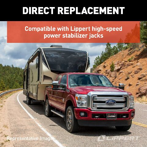 Lippert Replacement Motor Compatible with High-Speed Electric RV Stabilizer Jack System on 5th Wheels and Travel Trailers, Cover Boot Included - 352338