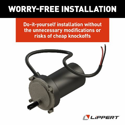 Lippert Replacement Motor Compatible with High-Speed Electric RV Stabilizer Jack System on 5th Wheels and Travel Trailers, Cover Boot Included - 352338
