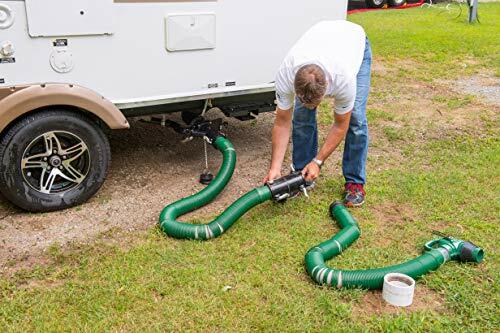 Lippert Waste Master 20' Extension Hose Kit Compatible with RV Sewer System, Secure Leak-Resistant Cam Lock, 5'6" Compressed Compatible with Storage, Puncture-Resistant, Double Female Adapter - 360784