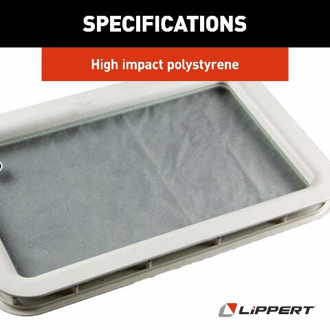 Lippert Components Replacement Inner & Outer Radius RV Entry Door Window Frame, White, with Seal and Glass Compatible with 5th Wheel RVs, Travel Trailers and Motorhomes, Obscure Pane, High-Impact Polystyrene - 363369